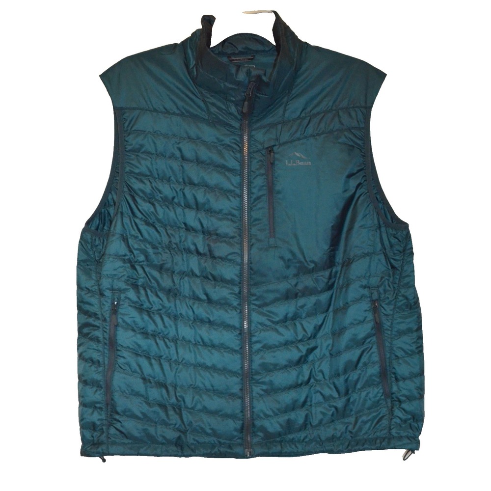 LL Bean Green Primaloft Pertex Quantum Puffer Vest Full Zip Mens XXL Polyester